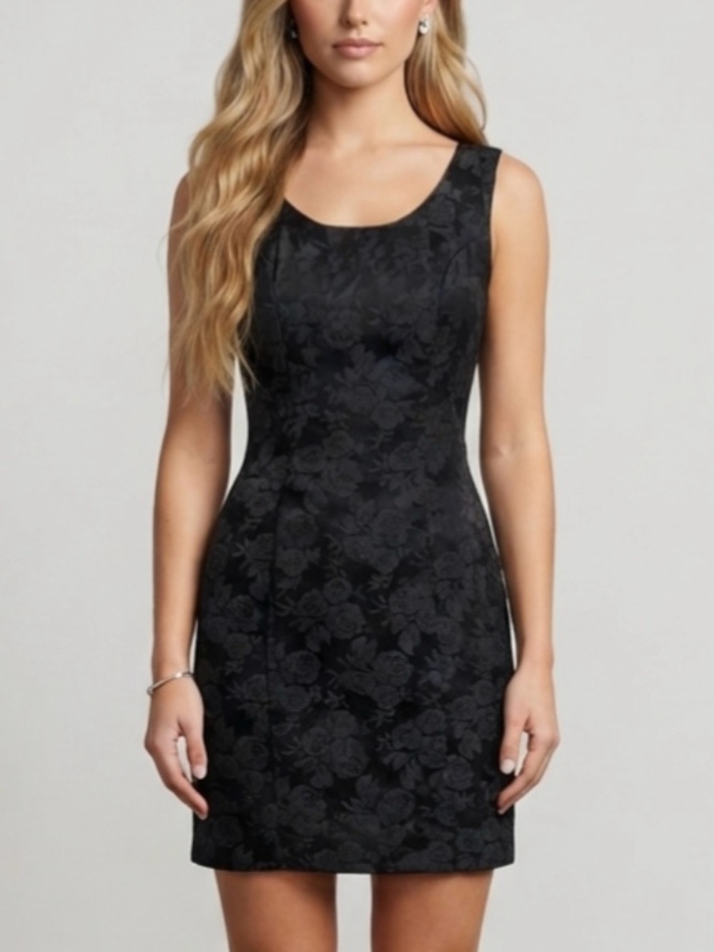 Vintage Women’s LBD 90s Grunge Ariana Jacquard Floral Black Mini Dress Y2K Small